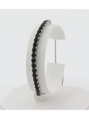 Sterling Silver Black Spinel Bolo Bracelet 6.5" to 8.5" Adjustable Woman Teen